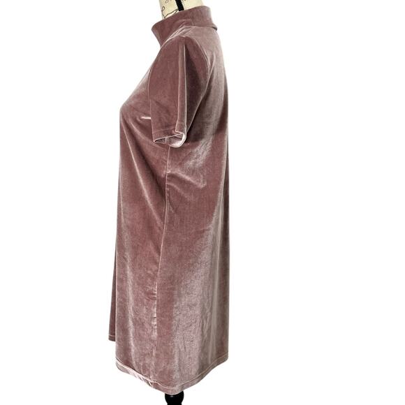 Madewell Women's Velvet Mini Dress Frosty Mauve Mockneck Shift Dress, Size Small - Picture 4 of 10